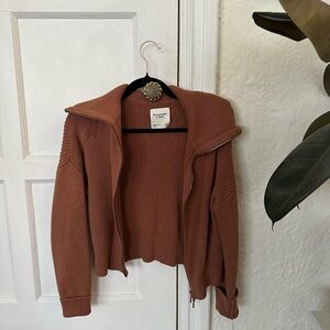 Abercrombie & Fitch Women's Zip-Front Knit Sweater - Brown